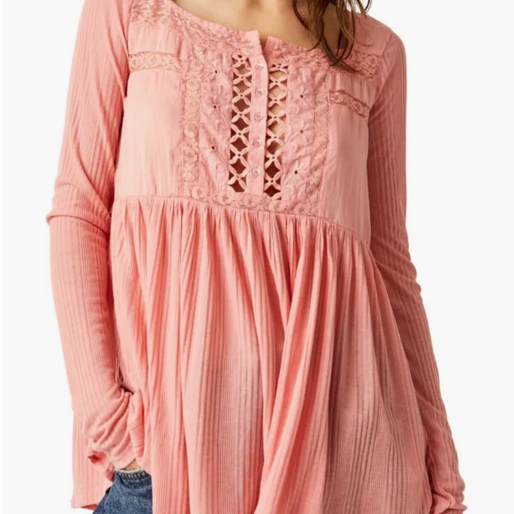 Free People Long Sleeve Boho Lace Blouse – Size XL – New With Tags